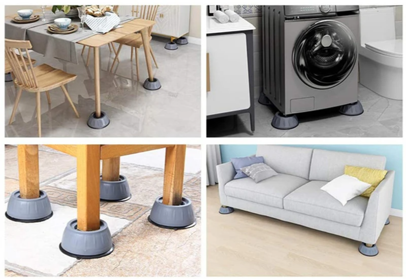 SilentGuard – Anty-Wibracyjne i Anty-Poślizgowe Nóżki do Prania i Mebli (4 sztuki)