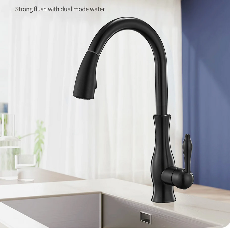 AquaFlex – Srebrna Wysuwana Kran Kuchenny z 360° Obrótną Wylewką