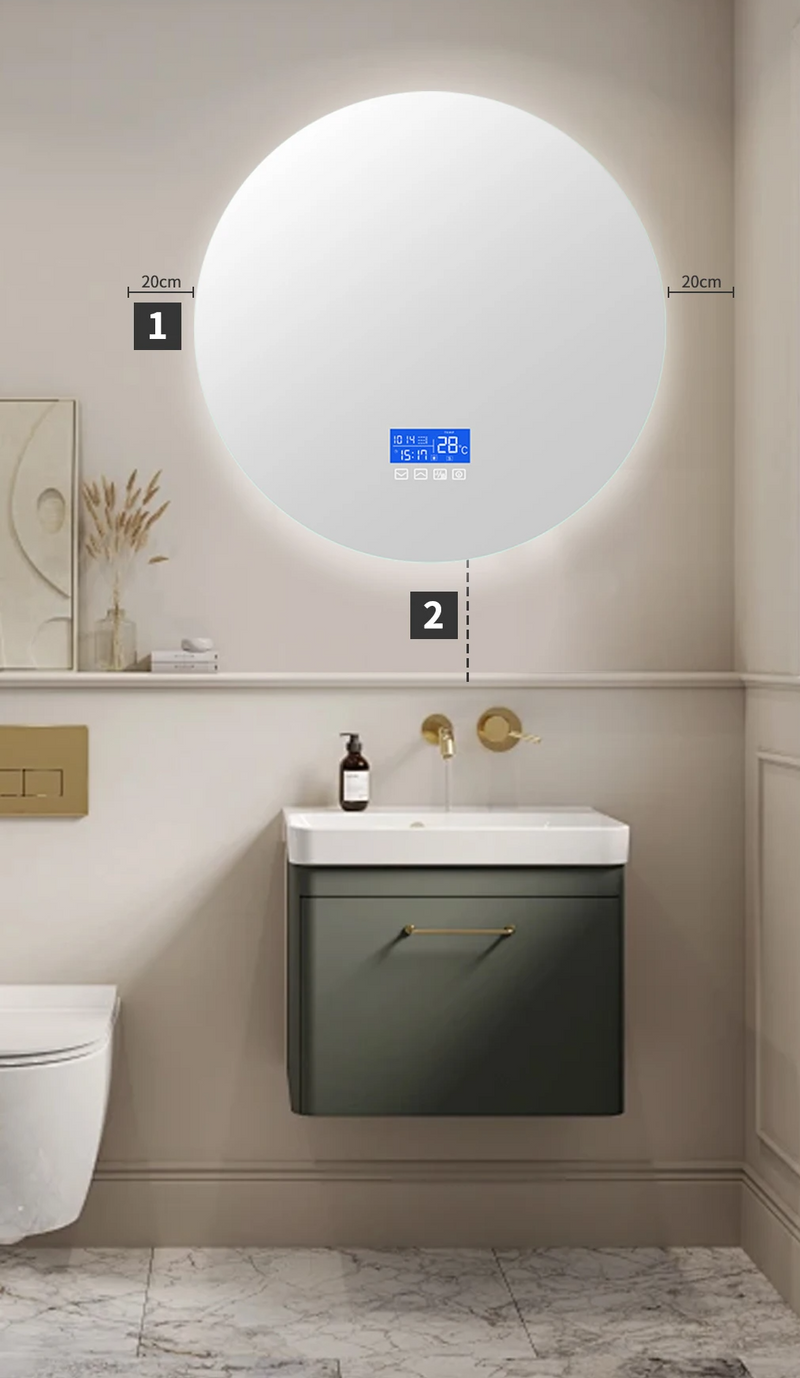 ANAJQAQIA Okrągłe LED Lustro Łazienkowe