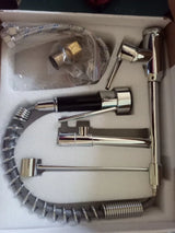 Wysuwana Bateria Kuchenna | Niklowane Złoto | Ciepła i Zimna Woda | Pojedyncza Gałka