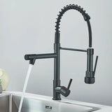 Wysuwana Bateria Kuchenna | Niklowane Złoto | Ciepła i Zimna Woda | Pojedyncza Gałka